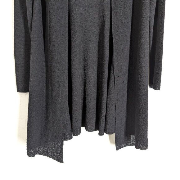 EILEEN FISHER Cardigan Womens M Black Wool Open Witchy Knit Long Sleeve FLAWS - Picture 2 of 12